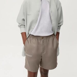 PANGAIA 100% Linen Mens Aloe Linen Shorts in Beige Size small